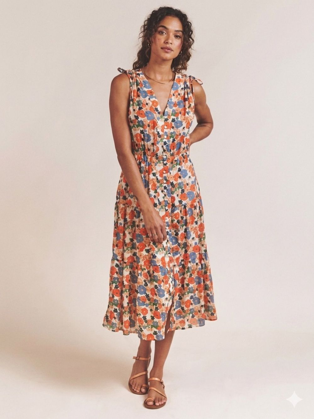 Birds of Paradis Trovata Rae Dress Marina Floral M Cottagecore Boho Coastal